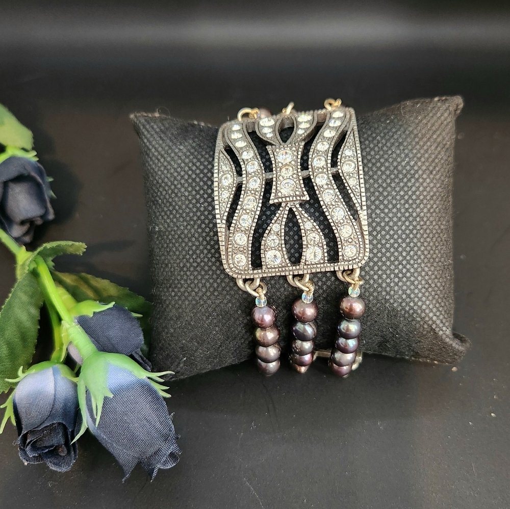 Haley Hill  art deco Bracelet Pearls and Crystals